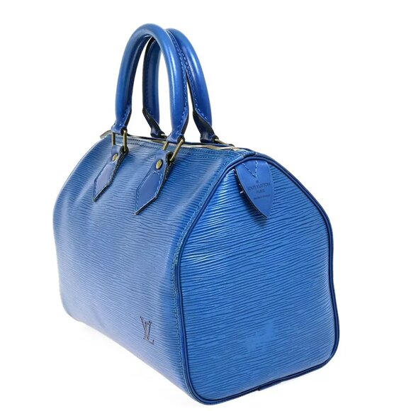LOUIS VUITTON LV Logo Speedy 25 Travel Hand Bag Epi Leather Blue - Picture 6 of 7